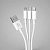 Дата-кабель 3 в 1: micro USB, USB-C, Ligthning, 1.2м, белый