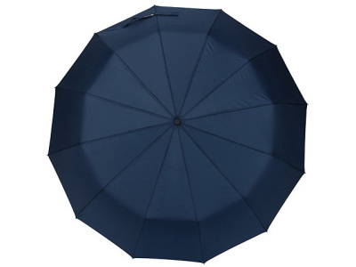 Зонт складной мужской TORBER, автомат, 3 сложения, синий, каркас сталь/файбергласс, эпонж, пластиковая ручка