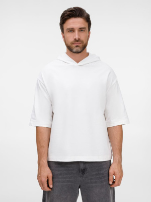 Футболка оверсайз унисекс с капюшоном Neofit, молочно-белая, размер XS/S