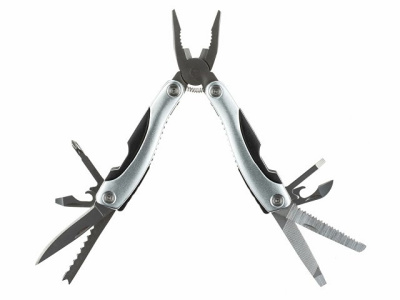 Мультитул Stinger, 100x50 мм, 15 функций, сталь/алюминий/пластик, серебристый