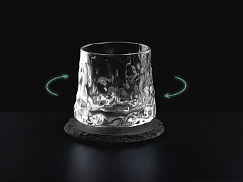 Вращающийся бокал для виски на сланцевом костере "Bromo"