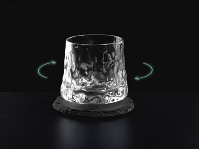 Вращающийся бокал для виски на сланцевом костере "Bromo"