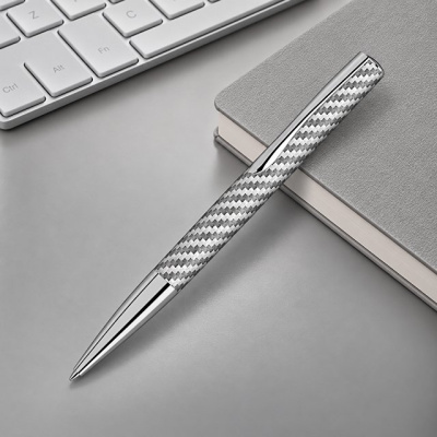 Ручка шариковая металлическая "Elegance" из карбонового волокна, серебристый
