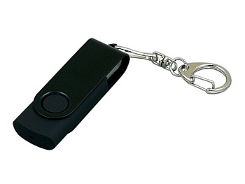 Флешка промо поворотный механизм, с однотонным металлическим клипом, 64 Гб