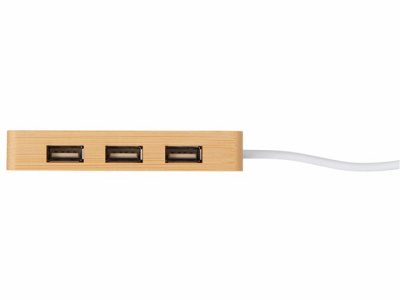 USB хаб с подсветкой лого «Reedia S5», 3*USB, 1*Type C, бамбук