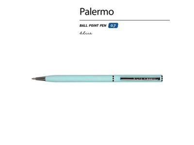 Ручка шариковая автоматическая BrunoVisconti® "PALERMO" цвет корпуса голубой, soft-touch