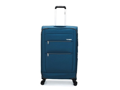 Чемодан TORBER ВИВИ, синий, полиэстер, 48 х 28 х 78 см
