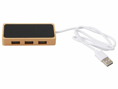 USB хаб с подсветкой лого «Reedia S5», 3*USB, 1*Type C, бамбук