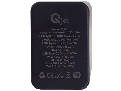 Внешний аккумулятор для ноутбуков «EpIQ», 100 Вт, 30000 mAh