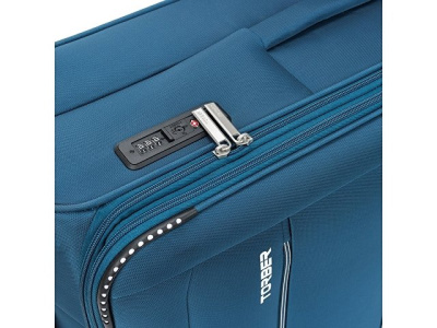 Чемодан TORBER ВИВИ, синий, полиэстер, 48 х 28 х 78 см