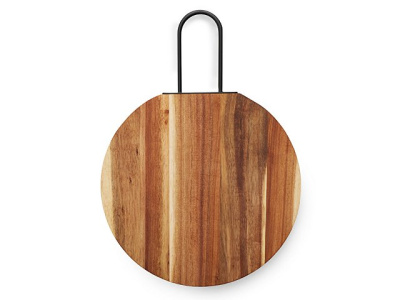 Деревянная круглая доска из акации с металлической ручкой "Кира"