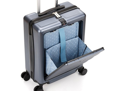 Чемодан TORBER БАЙКАЛ, тёмно-серый металлик, поликарбонат, 37,5 x 20 х 54 см