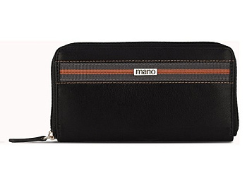 Кошелек Mano "Don Leonardo", с RFID защитой, натуральная кожа в черном цвете, 19 х 2 х 10