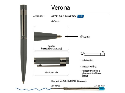 Ручка "Verona" шариковая  автоматическая, серый металлический корпус 1.0 мм
