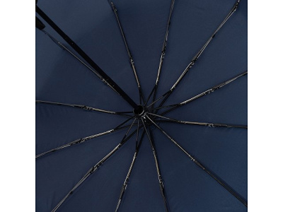 Зонт складной мужской TORBER, автомат, 3 сложения, синий, каркас сталь/файбергласс, эпонж, пластиковая ручка