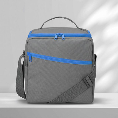 Изотермическая сумка-холодильник "Classic" c контрастной молнией, серый/голубой