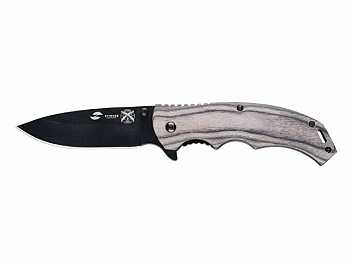 Нож складной Stinger, 120 мм, (чёрный), материал рукояти: дерево/сталь (серый)