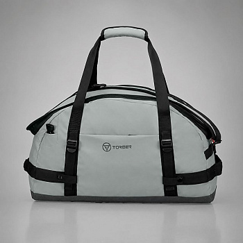 Сумка спортивная TORBER РИТМ, серый, полиэстер 900D с PU покрытием, 55 х 33 х 25 см