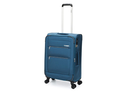 Чемодан TORBER ВИВИ, синий, полиэстер, 44 х 25 х 67 см