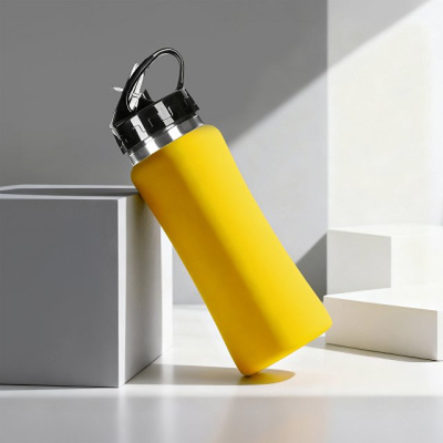 Бутылка для воды "Bottle C1", сталь, soft touch, 600 мл, желтый