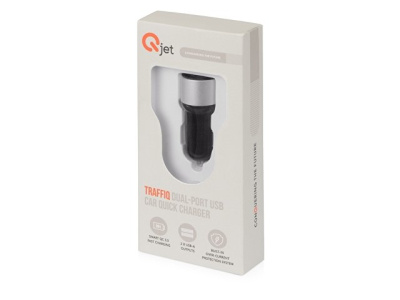 Адаптер автомобильный USB с функцией быстрой зарядки QC 3.0 "TraffIQ"