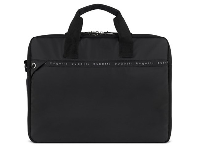 Портфель мужской BUGATTI БЛАНК ОБЛЕГЧЕННАЯ | BLANC DELIGHT, чёрный, нейлон RPET600D/тарпаулин/полиэстер, 40х10х29 см