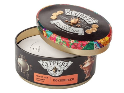 Ж/б "По-сибирски" + монпансье малиновые. Чёрный чай с травами.