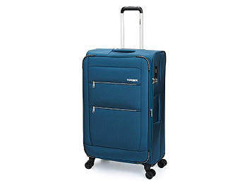 Чемодан TORBER ВИВИ, синий, полиэстер, 48 х 28 х 78 см