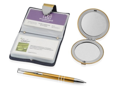 Набор «Чувства»: шариковая ручка, зеркало, визитница
