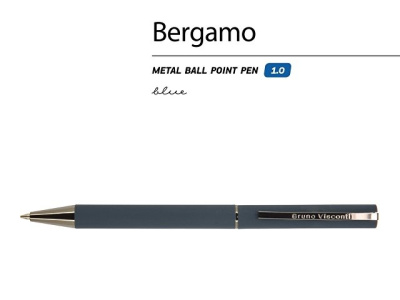 Ручка "Bergamo" шариковая автоматическая, синий металлический корпус, 0,7 мм