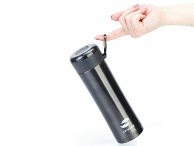 Термокружка Stinger, 0,42 л, сталь/пластик, чёрный глянцевый, 7,5 х 6,9 х 22