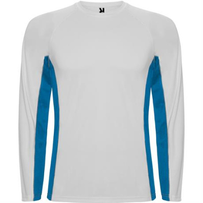 Спортивная футболка SHANGHAI L/S мужская, БЕЛЫЙ/КОРОЛЕВСКИЙ СИНИЙ 2XL