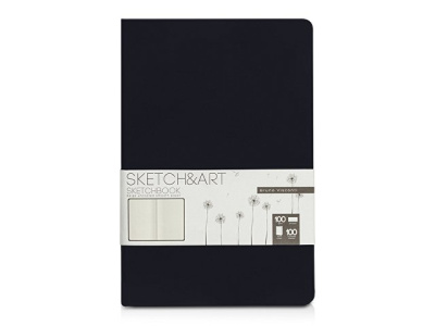Скетчбук "Sketch & Art" в твердом переплете 143х216 мм, 100 л. черной бумаги 100 г/м2