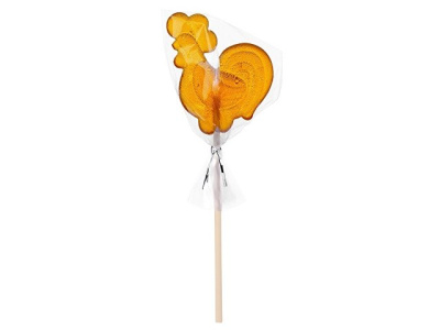 Леденец "Петушок" со вкусом апельсина, желтый